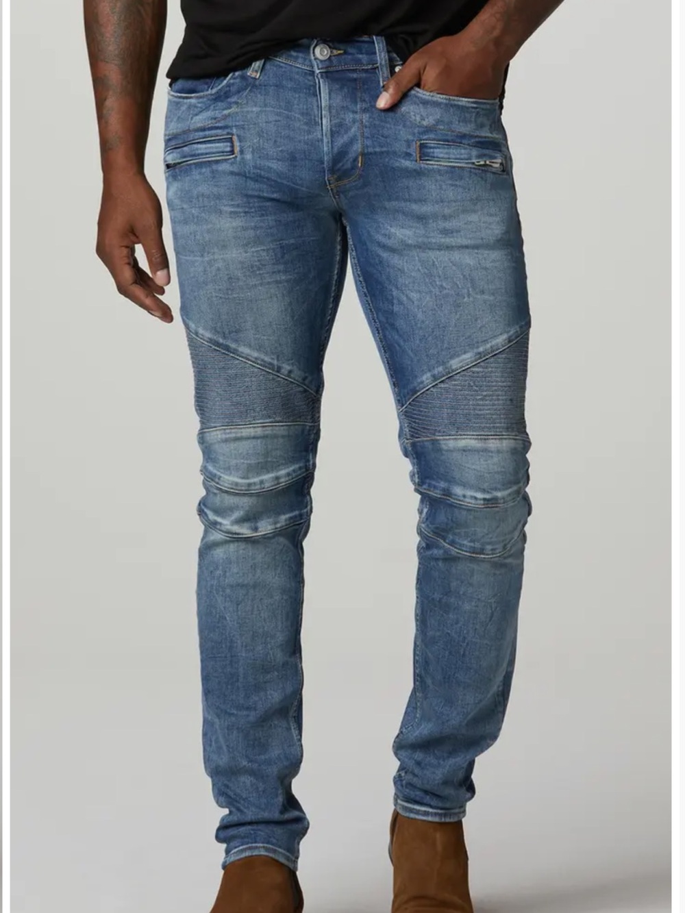 Hudson Jeans Men's Skinny Moto Jeans - Blue Wash